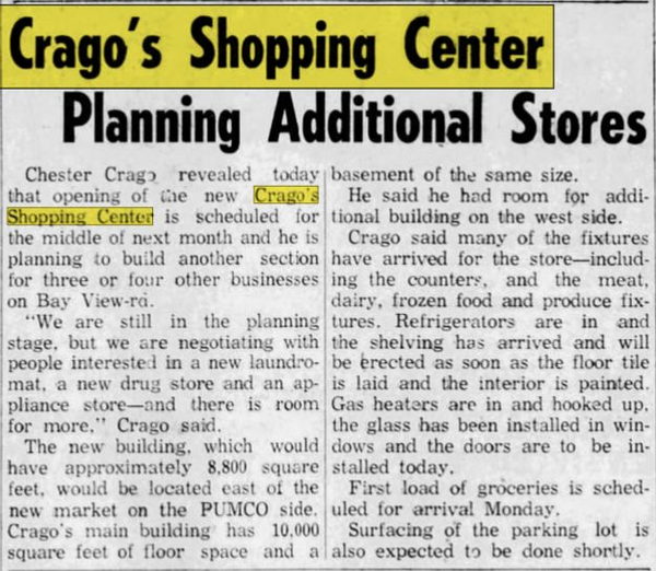 Cragos Shopping Center - April 1963 Article (newer photo)